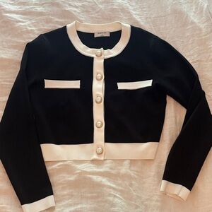 Babaton Black and White Knit Top